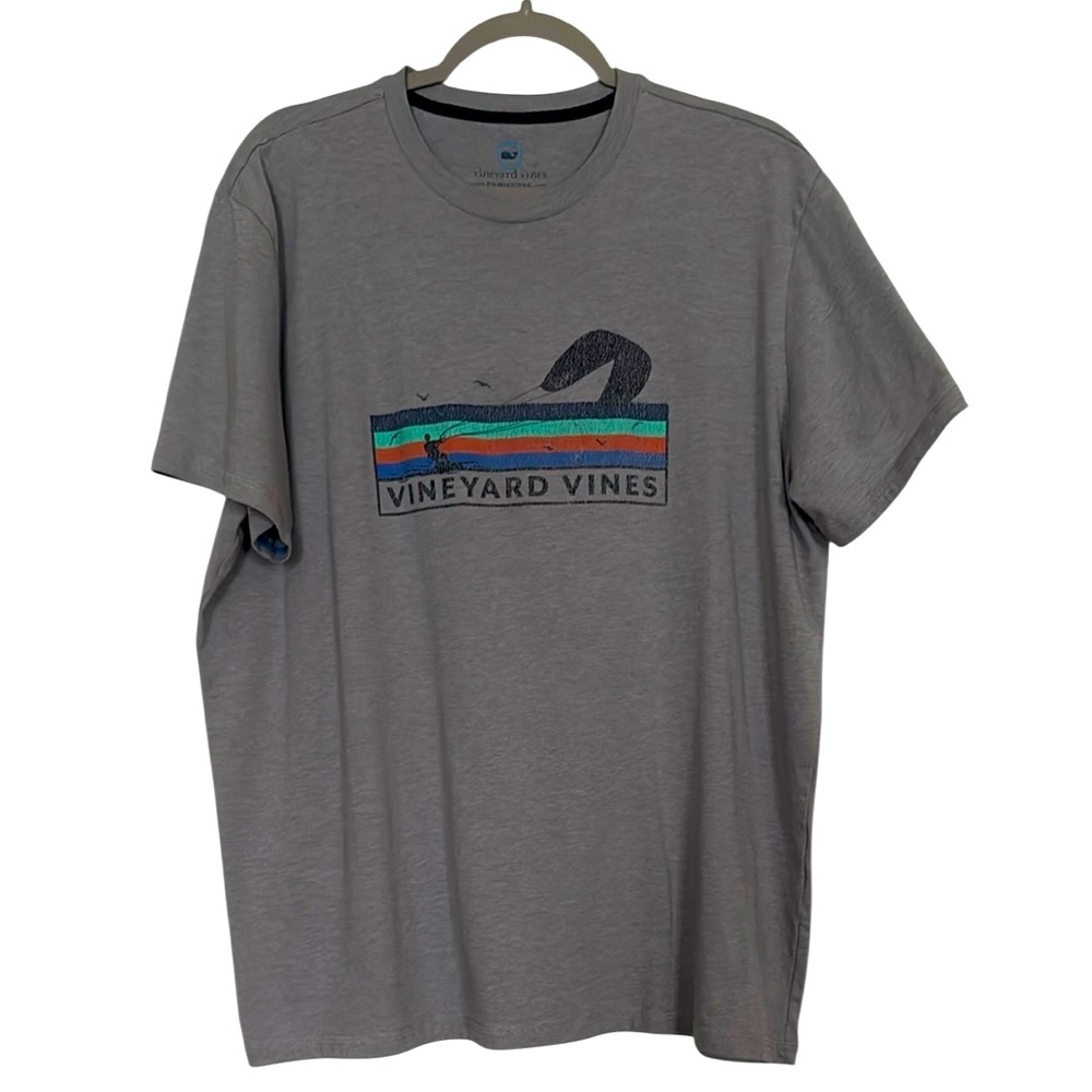 Vineyard Vines Gray Short Sleeve Tee with Retro Graphic
